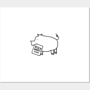 Small Pig with Biden Harris Sign Outline Posters and Art